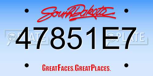 47851E7 South Dakota License Plate