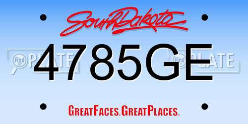 4785GE South Dakota License Plate