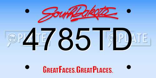 4785TD South Dakota License Plate