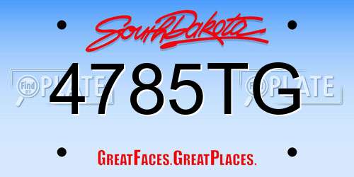 4785TG South Dakota License Plate
