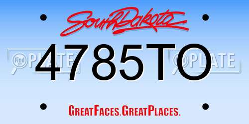 4785TO South Dakota License Plate