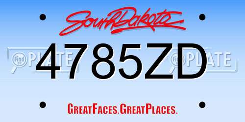 4785ZD South Dakota License Plate