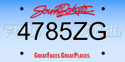 4785ZG South Dakota License Plate