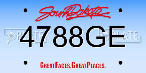 4788GE South Dakota License Plate