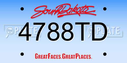 4788TD South Dakota License Plate