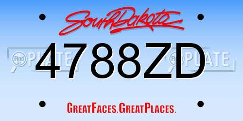 4788ZD South Dakota License Plate