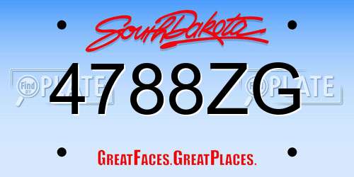 4788ZG South Dakota License Plate