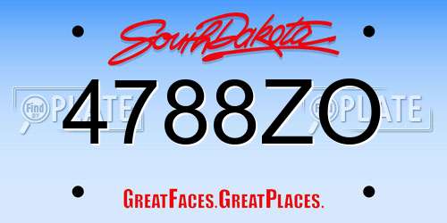 4788ZO South Dakota License Plate