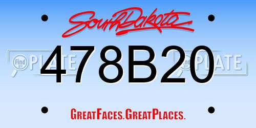 478B20 South Dakota License Plate