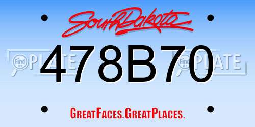 478B70 South Dakota License Plate