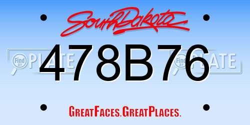 478B76 South Dakota License Plate