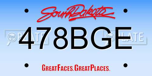 478BGE South Dakota License Plate