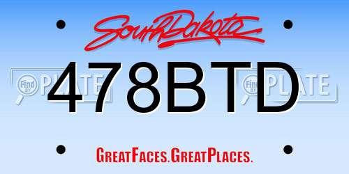 478BTD South Dakota License Plate