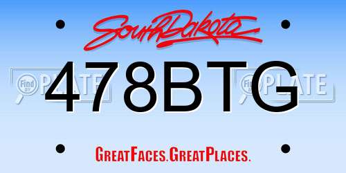 478BTG South Dakota License Plate