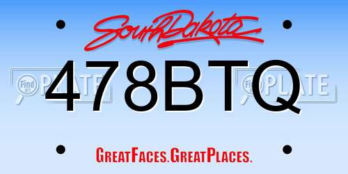 478BTQ South Dakota License Plate