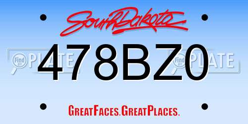 478BZ0 South Dakota License Plate