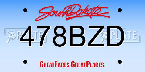 478BZD South Dakota License Plate