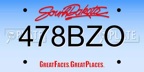 478BZO South Dakota License Plate