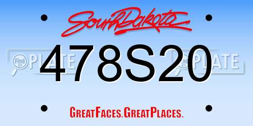 478S20 South Dakota License Plate