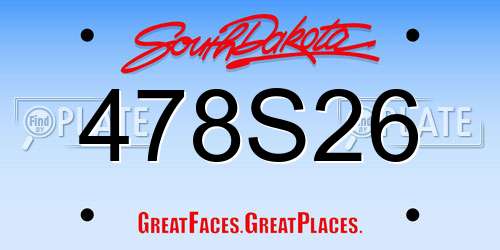 478S26 South Dakota License Plate