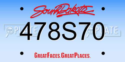 478S70 South Dakota License Plate