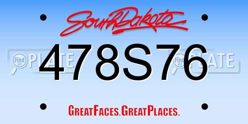 478S76 South Dakota License Plate