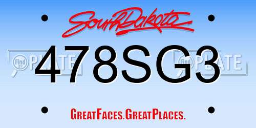 478SG3 South Dakota License Plate