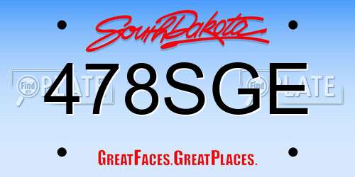 478SGE South Dakota License Plate