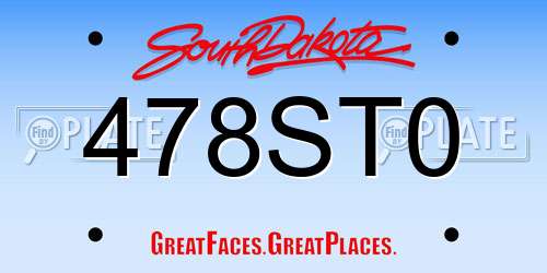 478ST0 South Dakota License Plate