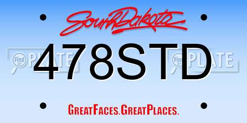 478STD South Dakota License Plate