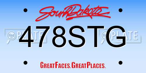 478STG South Dakota License Plate