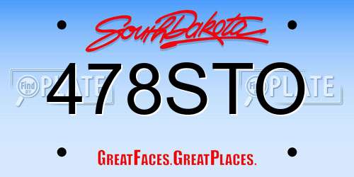 478STO South Dakota License Plate