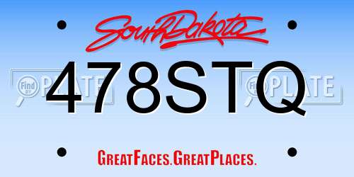 478STQ South Dakota License Plate