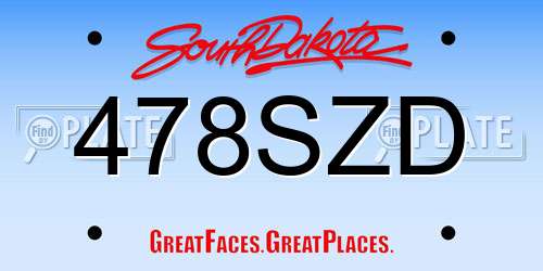 478SZD South Dakota License Plate