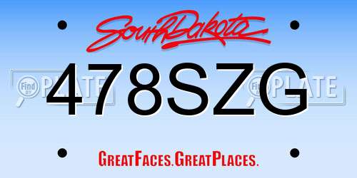 478SZG South Dakota License Plate