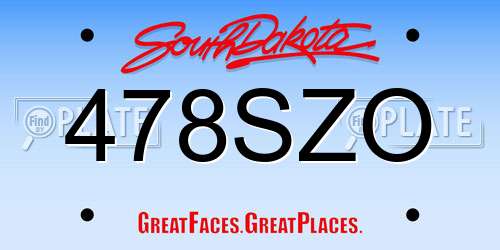 478SZO South Dakota License Plate