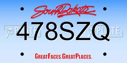 478SZQ South Dakota License Plate