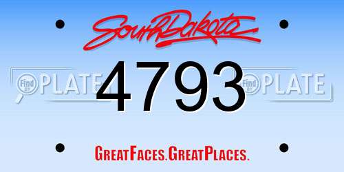 4793 South Dakota License Plate