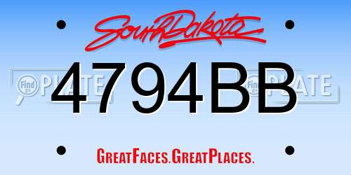 4794BB South Dakota License Plate