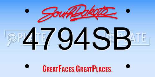 4794SB South Dakota License Plate