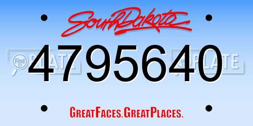 4795640 South Dakota License Plate