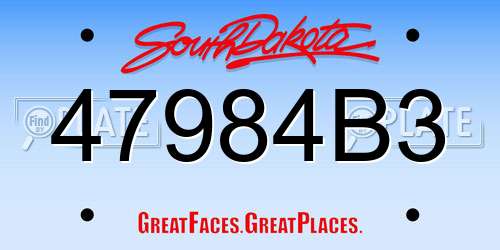 47984B3 South Dakota License Plate
