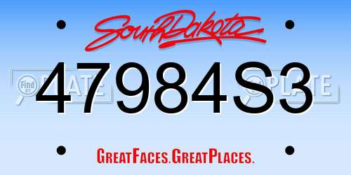 47984S3 South Dakota License Plate
