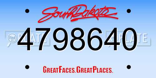 4798640 South Dakota License Plate