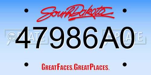 47986A0 South Dakota License Plate