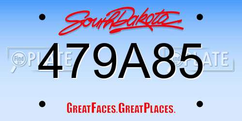 479A85 South Dakota License Plate