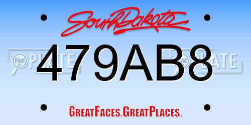 479AB8 South Dakota License Plate