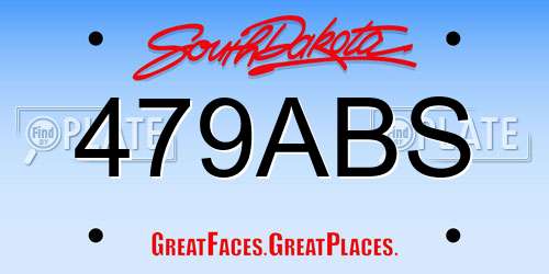 479ABS South Dakota License Plate