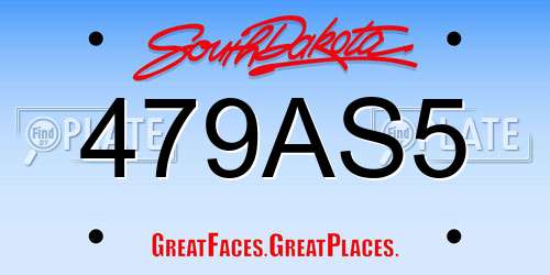 479AS5 South Dakota License Plate