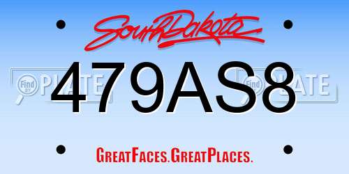 479AS8 South Dakota License Plate